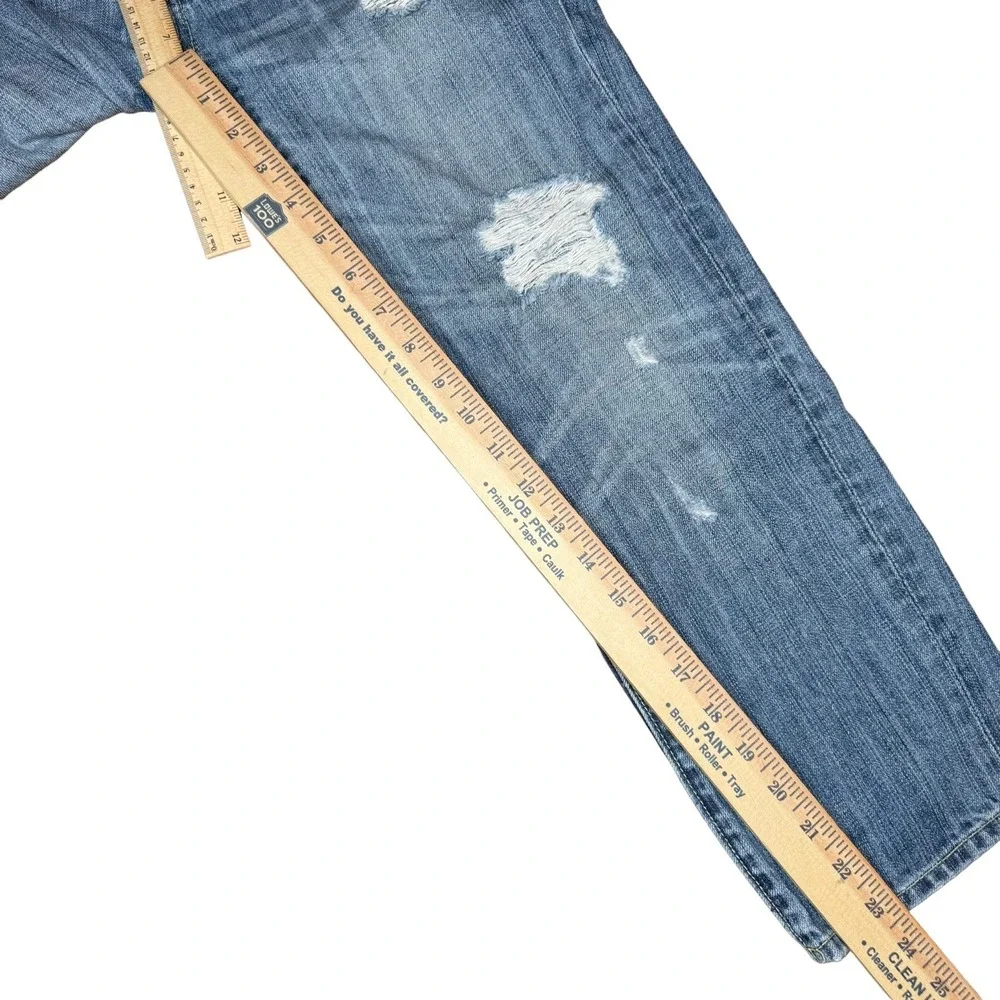 Y2K American Eagle 00 Boy Fit Cropped Low Rise Jeans Blue Distressed Denim Capri